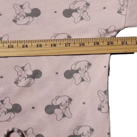 DISNEY Minnie Mouse Printed Cozy Lounge  Pajama  Top Pink Grey Size Small - Picture 7 of 10